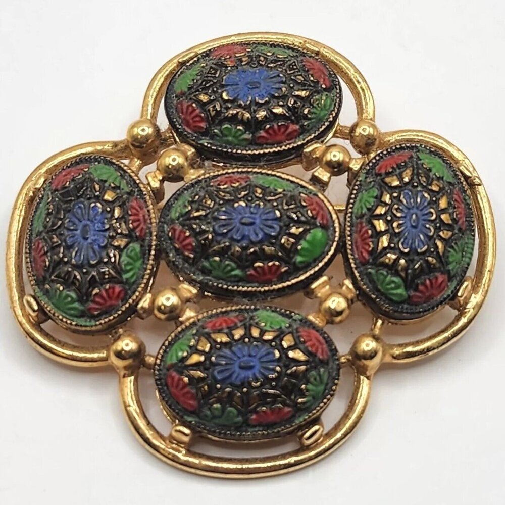 Vintage Brooch Signed Sarah Coventry "Light of the East" Gold Tone